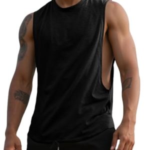 3130C0zqPNL.jpg Mens Gym Sleeveless Tank Top Workout Muscle Shirt Cut Open Quick Dry Bodybuilding Vest 1/3 Pack