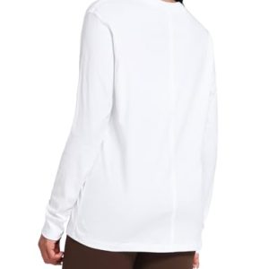 Pima Cotton Workout Long Sleeve Shirts for Women Crew Neck Athletic Basic Shirts Casual Tops