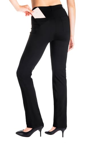 ,Belt Loops,Women's Petite/Regular/Tall Straight Leg Yoga Dress Pants