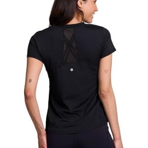 Active Women's Short Sleeve Ventilated Mesh Athletic Performance Workout T-Shirt