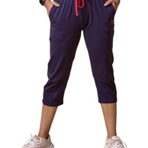 Women's Capri Pant Cropped Jogger with Side Pockets & Drawstring | Stretchable Relaxed-Fit Casual Lounge Track Pants
