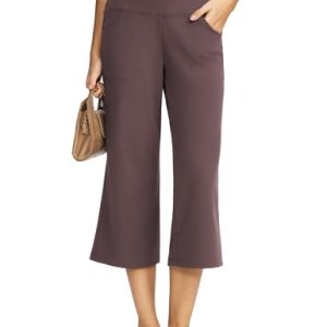 Wide Leg Capri Pants for Women with Pockets, High Waist Cropped Pants for Summer, Non-See-Through 7/8 Lounge Pants
