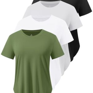 4-Pack Workout Tops for Women UPF 50+ Yoga Shirts Short Sleeve Athletic T-Shirts Quick Dry Running Gym Tee