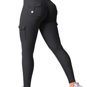 CoreFlex Workout Cargo Leggings with Pockets for Women Hidden Scrunch Butt Lifting Leggings Gym Yoga Pants