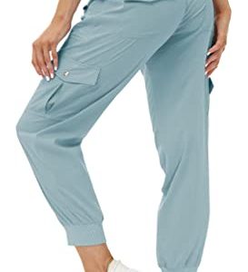 Women's Lightweight Hiking Cargo Pants Outdoor Quick Dry Casual Travel Sweatpants Joggers Elastic Waist Button Pockets