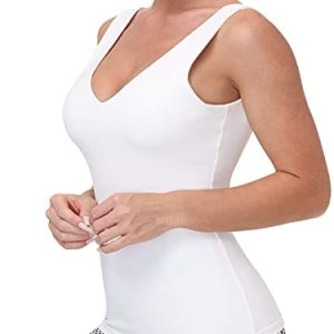 Workout Tops for Women Yoga Tank Tops with Built in Bra Wirefree Padded Yoga Bras Gym Running Athletic Shirt V-Neck Camisole