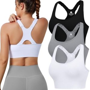 Adjustable Sports Bras for Women 3/4 Pack Racerback High Support Bras Padded Workout Bras Seamless Yoga Athletic Bra