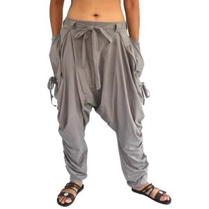 Women Men Baggy Harem Pants Lounge Trousers Palazzo Dhoti Style 2 Pockets Cotton