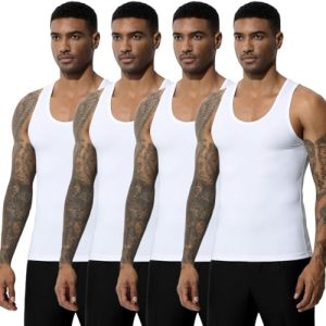 Men's Workout Tank Top 4 Pack Muscle Sleeveless Gym Shirts Activewear Slimming Vest Undershirts