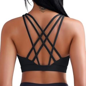Sports Bras for Women, Medium-High Impact Running Strappy Sports Bra with Removable Pads
