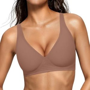 41WfdD8OXNL.jpg Womens Deep V Bras Wireless Comfortable Bra Supportive No Underwire Bras Tshirt Push Up Bralettes Plunge Seamless Bra