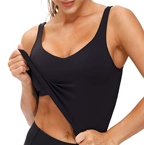 41den7Gn6CL.jpg Womens' Sports Bra Longline Wirefree Padded with Medium Support
