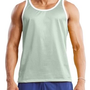 41haUkVXU5L.jpg Men's Mesh Basketball Tank Top Workout Gym T-Shirts Sleeveless Training Shirt
