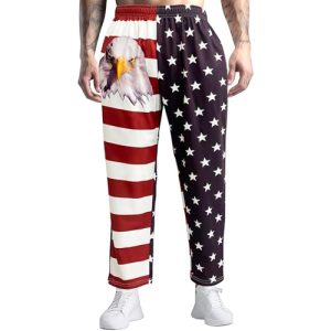 American Flag Pants Men Women Joggers Pants Sports Men's 4th of July American Flag Long Pants with Pockets
