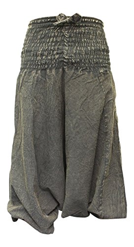 Unisex Stonewashed Plain Hippy Harem Trouser