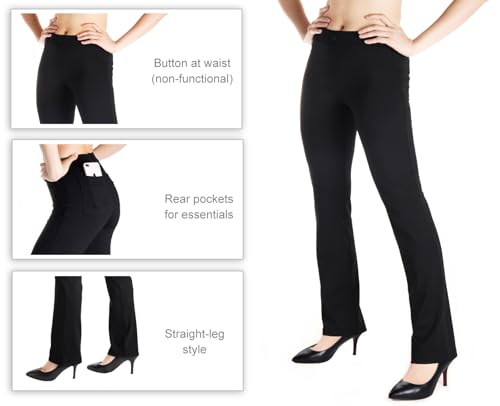 ,Belt Loops,Women's Petite/Regular/Tall Straight Leg Yoga Dress Pants