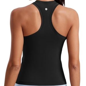 Seamless Womens Breathable Workout Tank Tops Racerback High Neck Sleeveless Running Athletic Shirts
