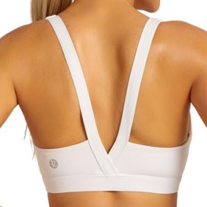 Sports Bras for Women, Medium Support Molded Cup Sports Bras with Sewn in Pads Strappy Workout Yoga Bra