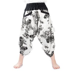Saruel Pants Carp Pattern Japanese Pattern Wide Pants Thai Pants Aladdin Pants Dancewear Yoga Gaucho Men's Women's