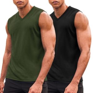 41qO30AdztL.jpg Men's 3 Pack Workout Tank Tops Gym Sleeveless Shirts V Neck Bodybuilding Muscle Tee Shirt