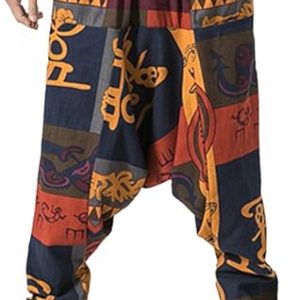 Mens Womens Harem Pants Loose Fit Boho Yoga Hippie Aladdin Drop Crotch Trousers