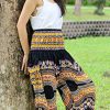 Smocked Waist Harem Baggy Pants, Women, Rayon Elephant Boho Yoga