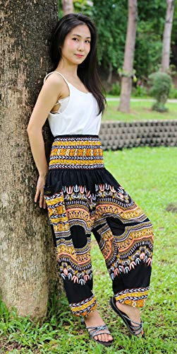 Smocked Waist Harem Baggy Pants, Women, Rayon Elephant Boho Yoga