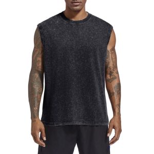 Mens Cotton Workout Gym Tank Top Sleeveless Cut Off Muscle Shirts Acid Wash Tshirts Running Beach Loose Fit Tees