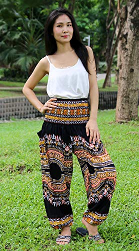 Smocked Waist Harem Baggy Pants, Women, Rayon Elephant Boho Yoga